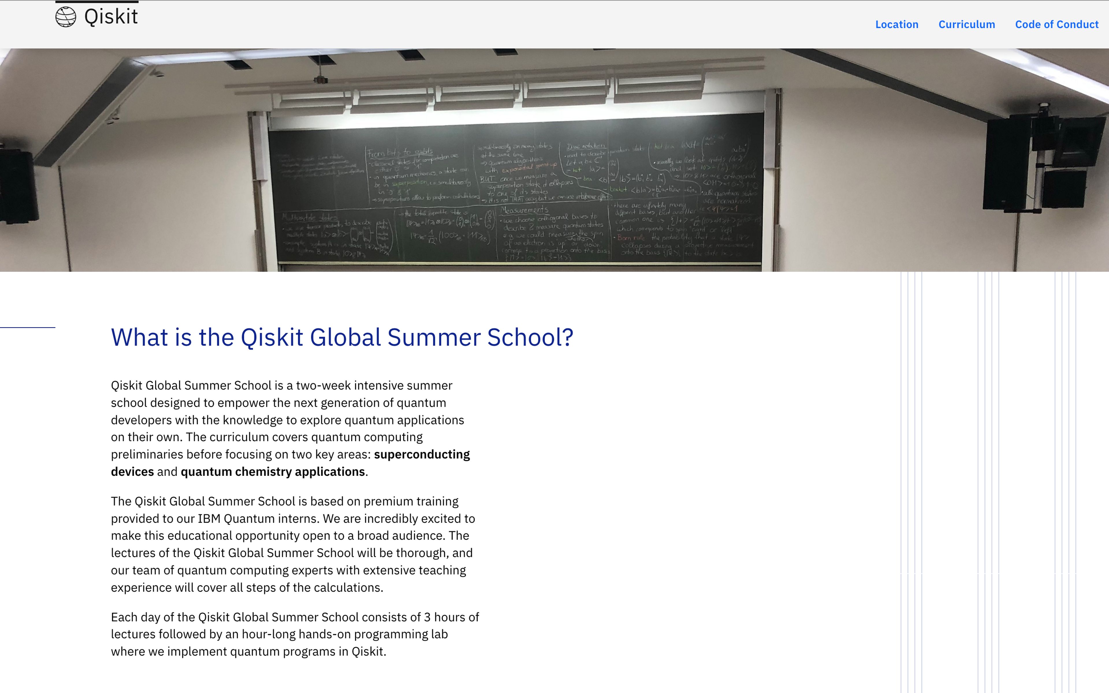 Qiskit Summer School page in its own style and layout