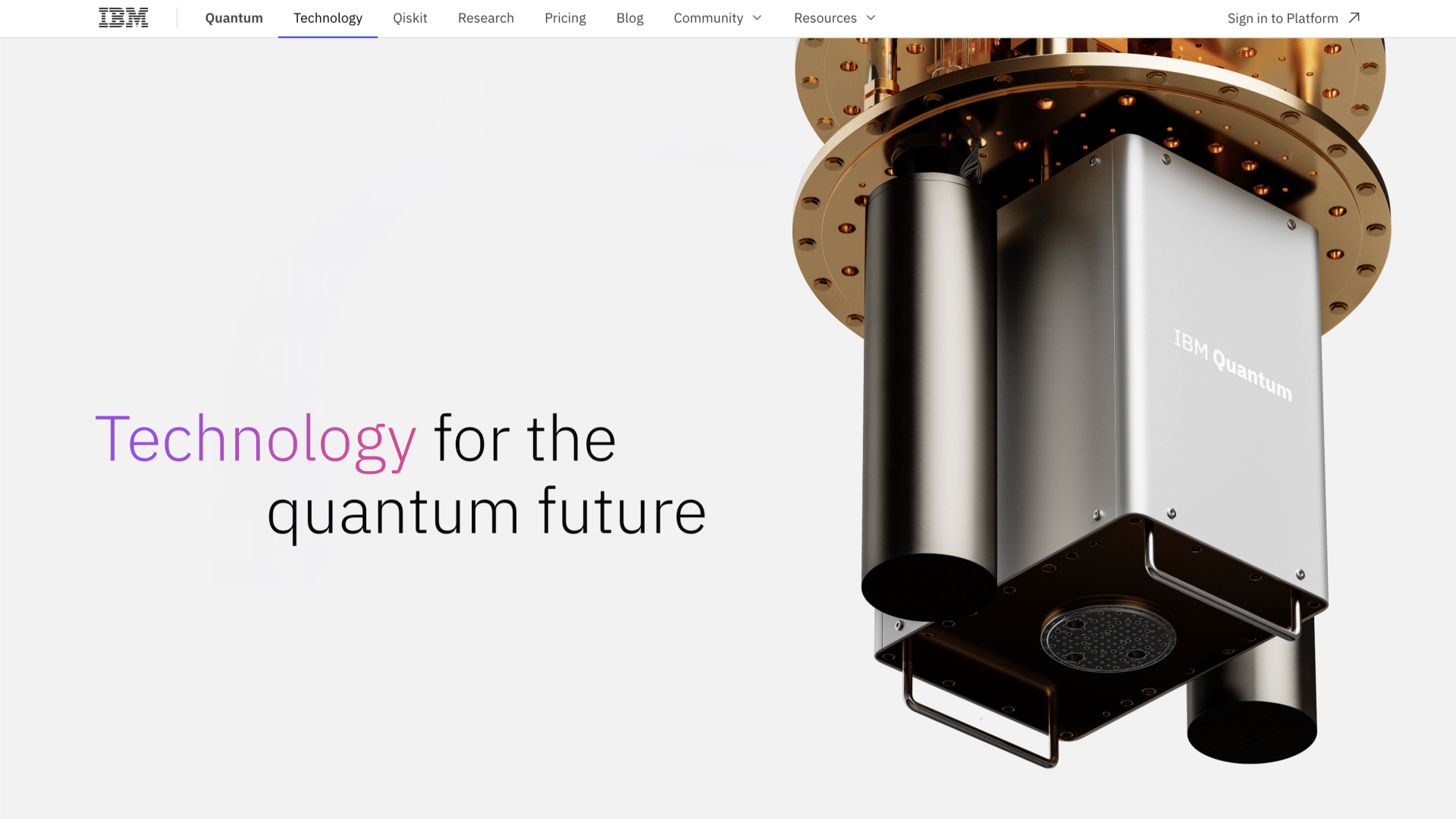 A screen capture of the all new IBM Quantum landing site